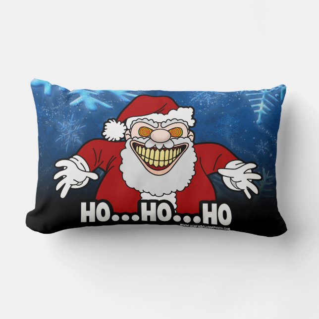 Creepy Santa Claus Screwball Graphics HOHOHO Lumbar Cushion (Front)