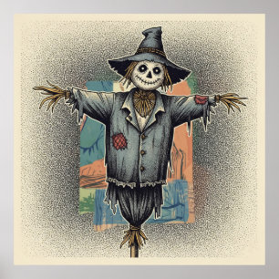 Creepy Scarecrow Gothic Farm Horror Poster