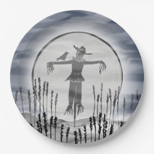 Creepy Scarecrow Halloween Party Paper Plate