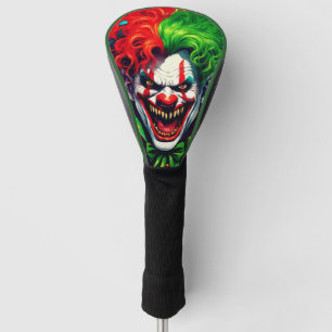 Creepy Scary Bright Hair Male Clown AI Art Golf Head Cover