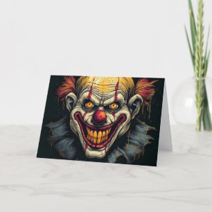 Creepy Scary Clown Happy Halloween Card