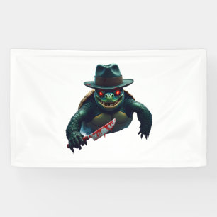 Creepy Scary Halloween Turtle T-Shirt Banner