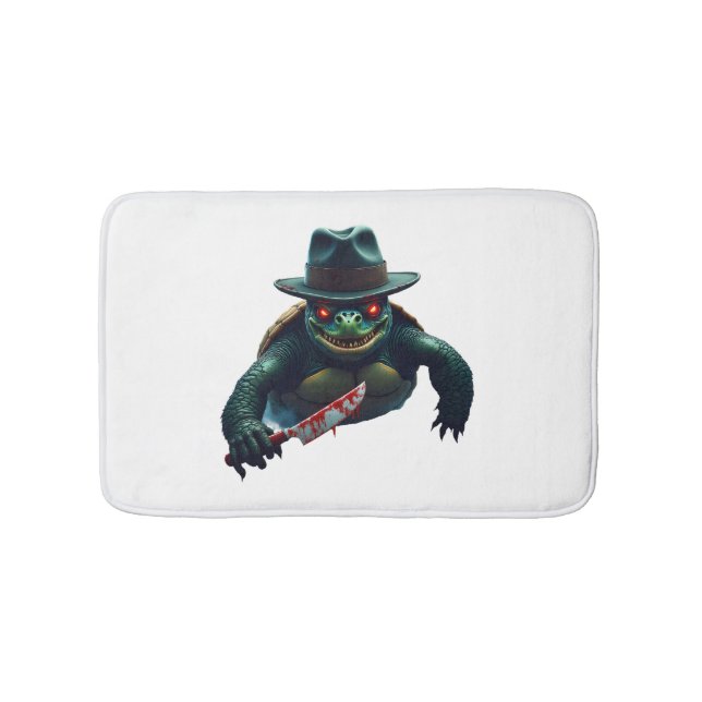 Creepy Scary Halloween Turtle T-Shirt Bath Mat (Front)