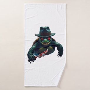 Creepy Scary Halloween Turtle T-Shirt Bath Towel