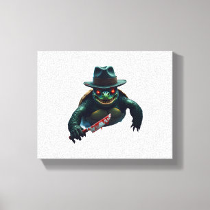 Creepy Scary Halloween Turtle T-Shirt Canvas Print