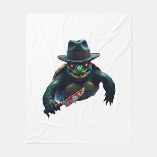 Creepy Scary Halloween Turtle T-Shirt Fleece Blanket