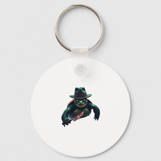 Creepy Scary Halloween Turtle T-Shirt Key Ring (Front)