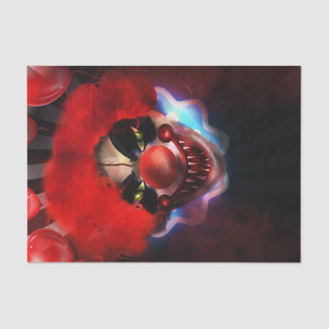 Creepy Scary Killer Clown Halloween Gift Wrap Tissue Paper (Front)