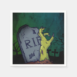 Creepy Scary Zombie Hand Grave Halloween Party Napkin