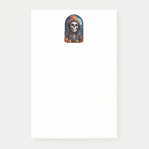 Creepy Skeleton & Autumn Pumpkins Halloween Post-it Notes