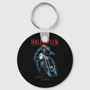 Creepy Skeleton Biker On Motorcycle Halloween 2024 Key Ring