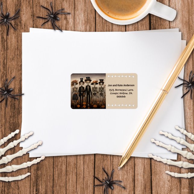Creepy Skeleton Family Happy Halloween Address Label (Creator Uploaded)