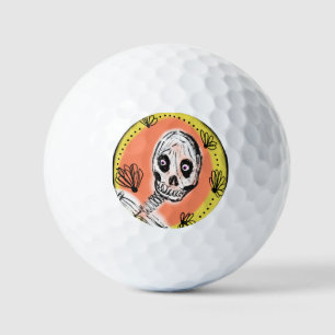 Creepy Skeleton Halloween Doodle   Golf Balls