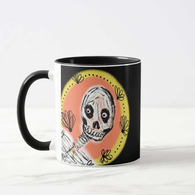 Creepy Skeleton Halloween Doodle  Mug (Left)