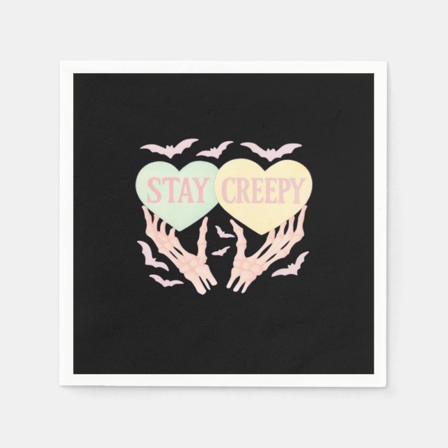 Creepy – Skeleton Hand Holding Hearts Sweet And Sp Napkin (Front)