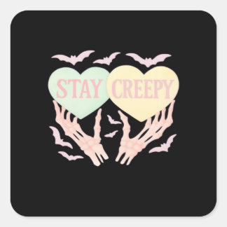 Creepy – Skeleton Hand Holding Hearts Sweet And Sp Square Sticker