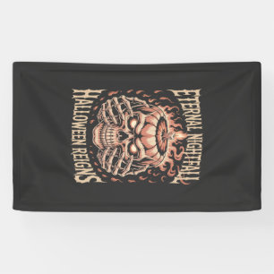 Creepy Skeleton Hands Pumpkin Skull Banner