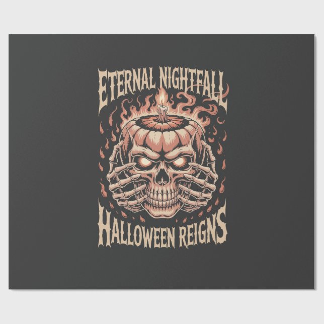 Creepy Skeleton Hands Pumpkin Skull Wrapping Paper (Flat)