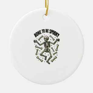 Creepy Skeleton Shirt Vintage Halloween Bones Desi Ceramic Tree Decoration