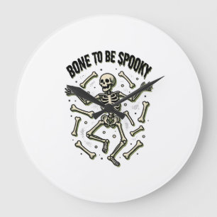 Creepy Skeleton Shirt Vintage Halloween Bones Desi Large Clock