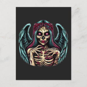 Creepy Skeleton Zombie Angel Dark Fantasy art Postcard