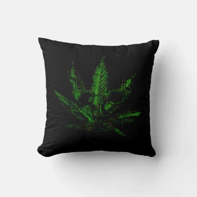 Creepy Skull and Pot Plant Cushion (Front)