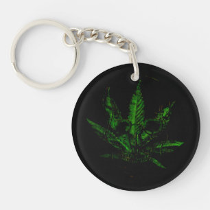 Creepy Skull and Pot Plant Key Ring