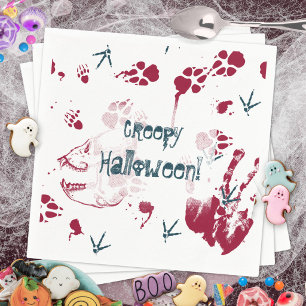 Creepy Skull Blood Traces Halloween Party Napkin