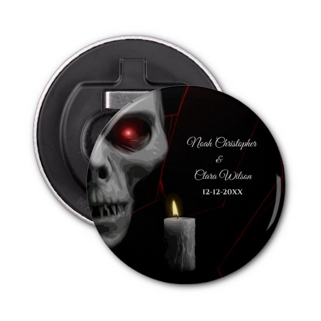 Creepy Skull Candle Gothic Spider - Dark Moody Bottle Opener (Front)
