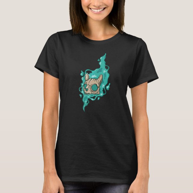 Creepy Skull Cat T-Shirt (Front)