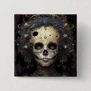 Creepy Skull Gothic Dark Fantasy Art 15 Cm Square Badge