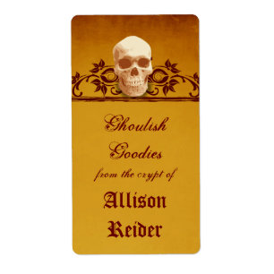 Creepy Skull Halloween Kitchen label