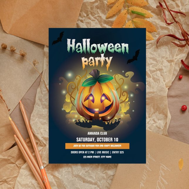 Creepy Skull Halloween Party Invitation (Creator Uploaded)
