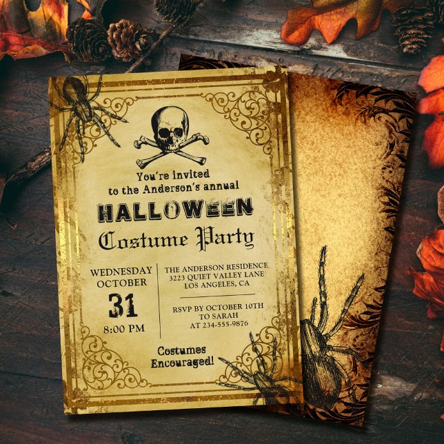 Creepy Skull Spiders Gothic Halloween Party Invitation (Creator Uploaded)