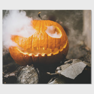 Creepy Smoking Jack-O-Lantern Wrapping Paper