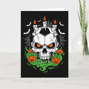 Creepy Soccer Skull Halloween Candle Pumpkins  Card