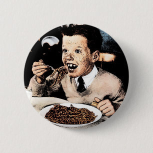 Creepy Spaghetti Kid 6 Cm Round Badge