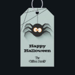 Creepy Spider Halloween Favour Gift Tags<br><div class="desc">A creepy black spider hanging from his web,  these party favour gift tags are fun for your Halloween party,  kid's Halloween birthday party,  Halloween costume parties. MATCHING items in our store.</div>