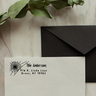 Creepy Spider Web Family Return Address Rubber Stamp