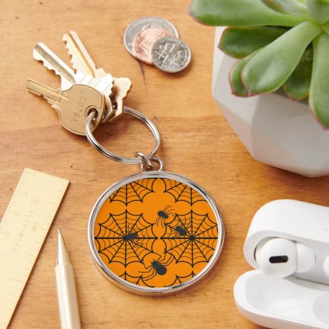 Creepy Spider Web Halloween Key Ring (Desk)