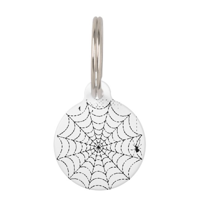 Creepy Spider Web Halloween Pet Tag (Front)
