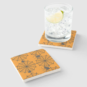 Creepy Spider Web Halloween Stone Coaster