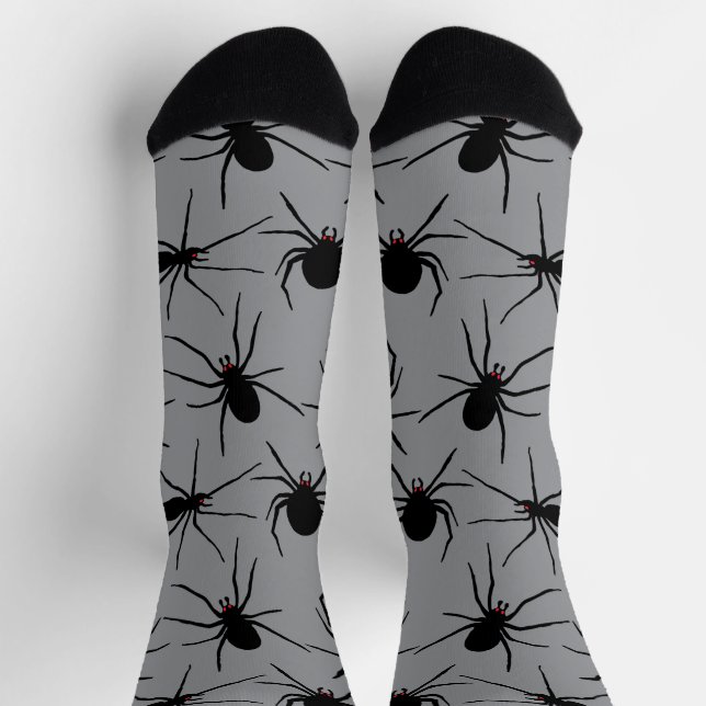 Creepy Spiders With Red Eyes Patterned Socks (Top)
