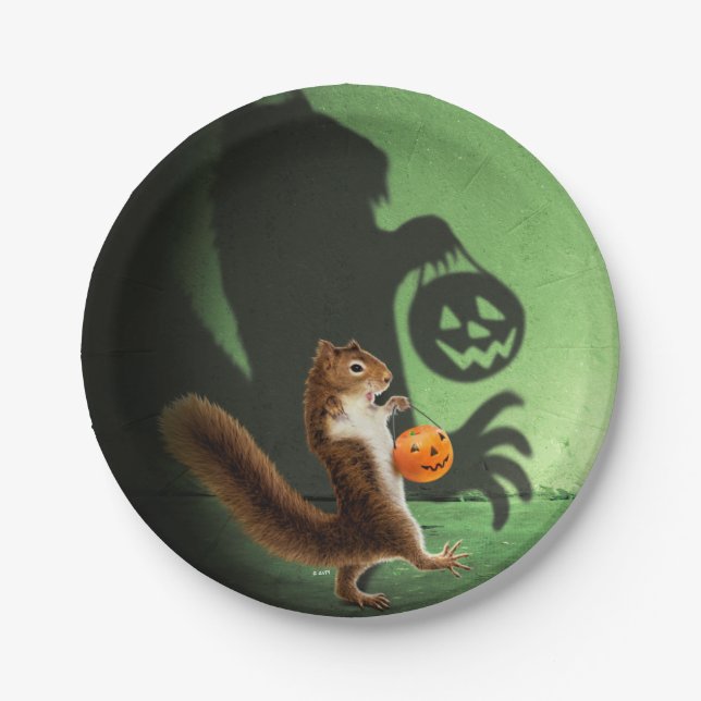 Creepy Squirrel Shadow Paper Plate (Front)