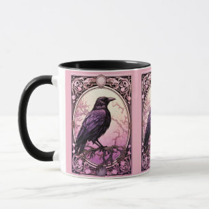 Creepy Tarot Black Crow Pink Halloween Mug