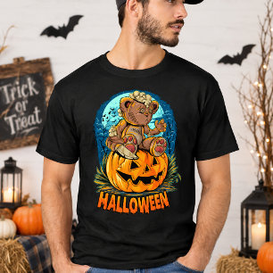 Creepy Teddy Bear Pumpkin Halloween Horror T-Shirt