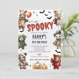 Creepy Teddy Bears Halloween Birthday Party Invite