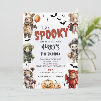 Creepy Teddy Bears Halloween Birthday Party Invite