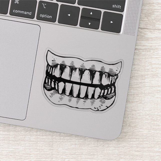 Creepy Teeth Grunge Horror Sticker (Detail)
