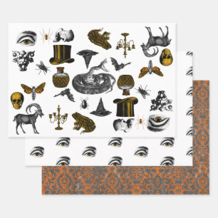 Creepy things, eyes & distressed pattern  wrapping paper sheet